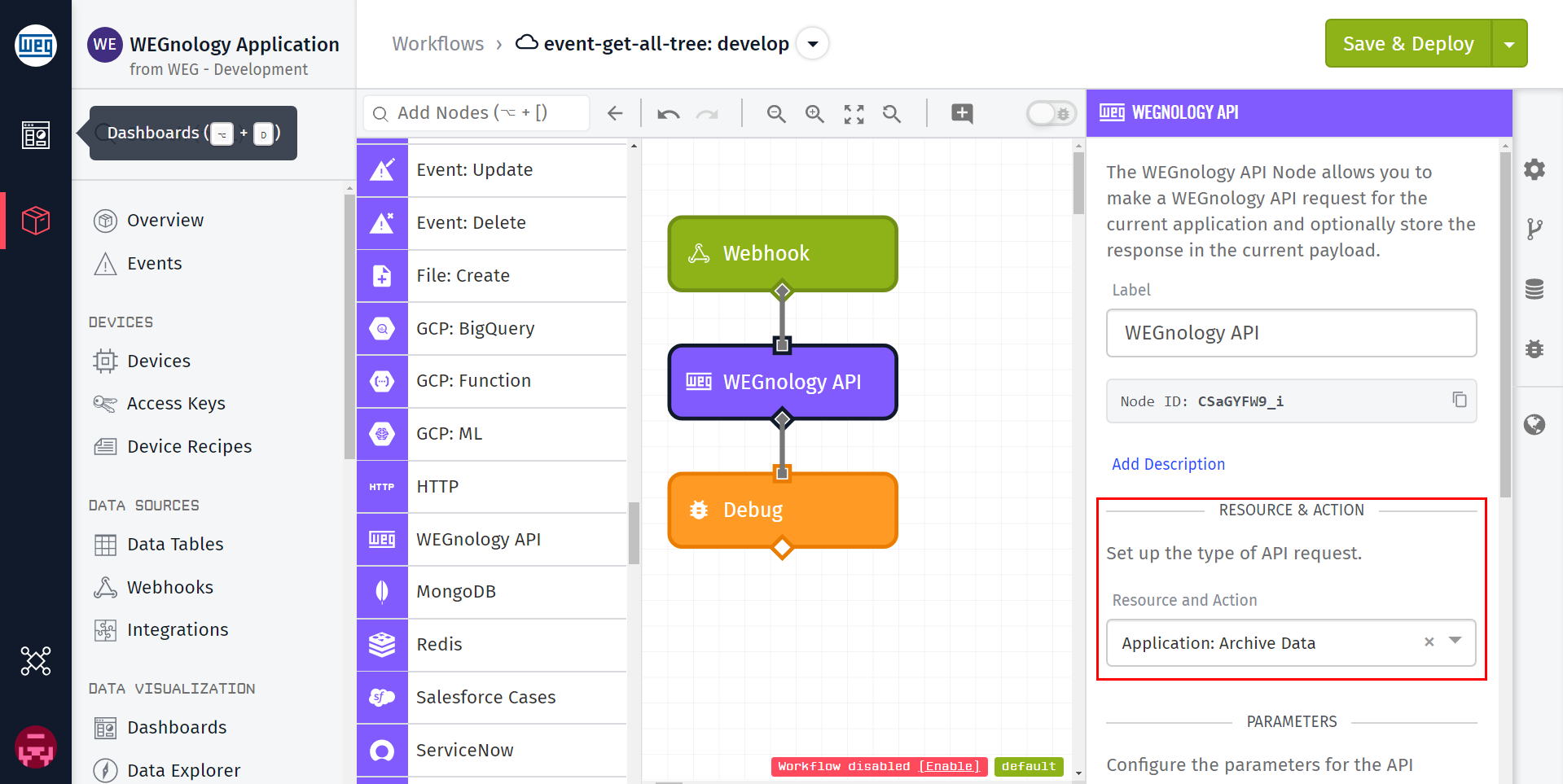 WEGnology API Node Resource Selection