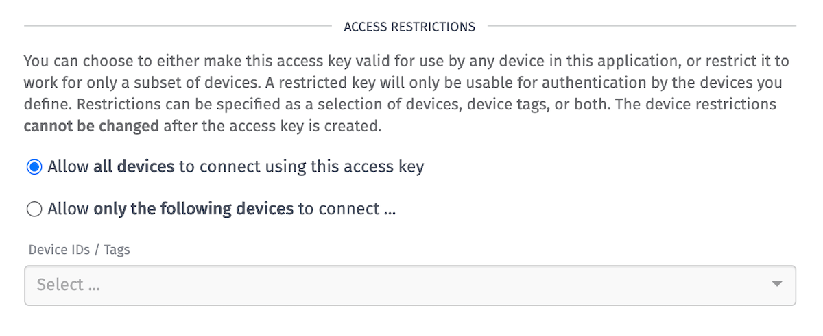 Access Key Device Restrictions Access Key Device Restrictions