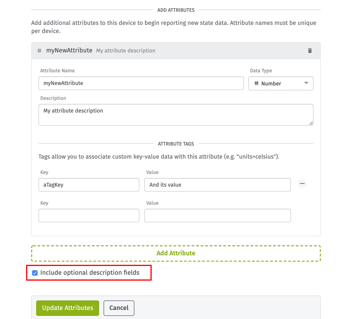 Device Attributes Include Optional Fields Device Attributes Include Optional Fields