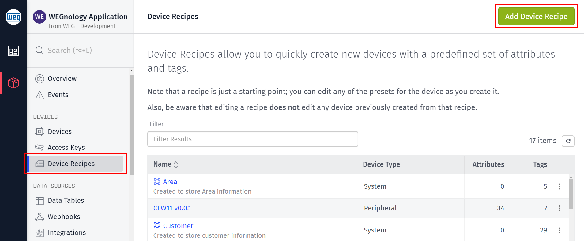 Add Device Recipe Add Device Recipe