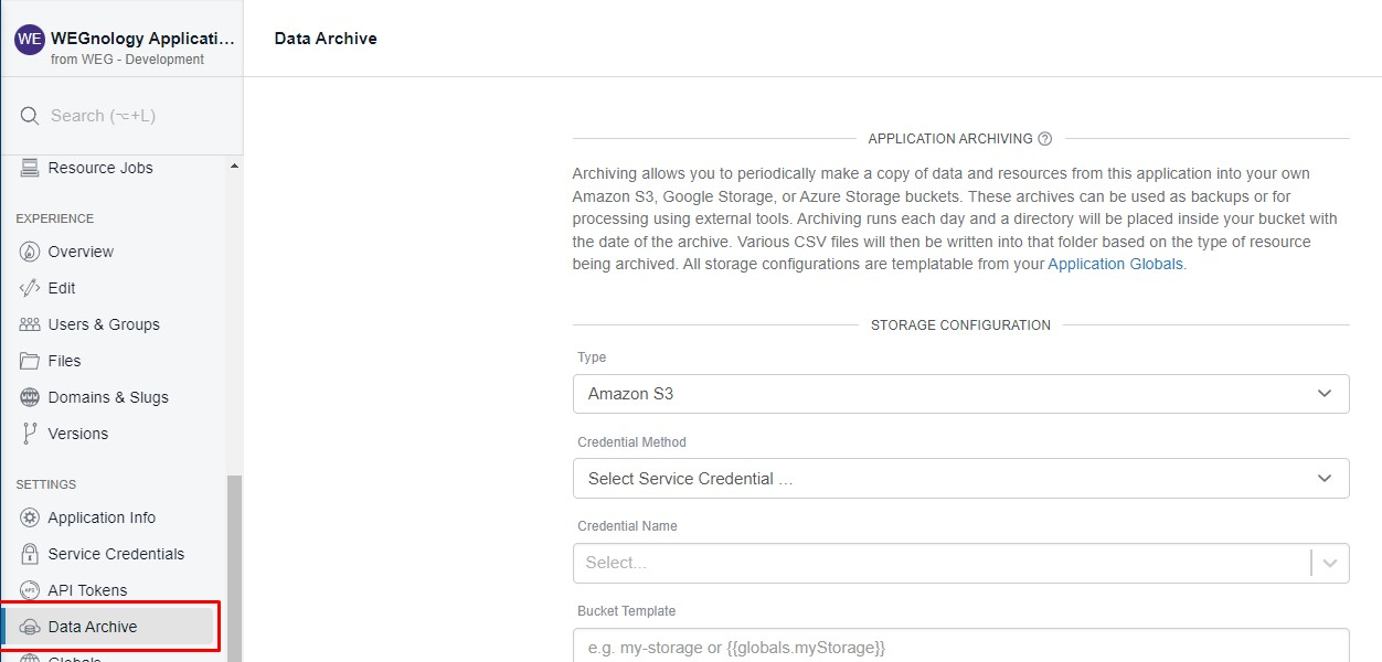 Data Archive Application Archive