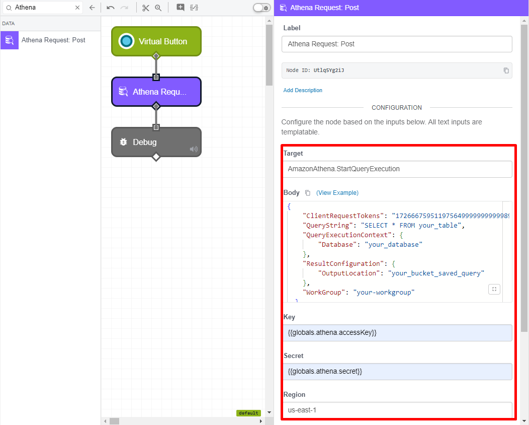 Athena Request S3: Post Node Configuration Athena Request S3: Post Node Configuration