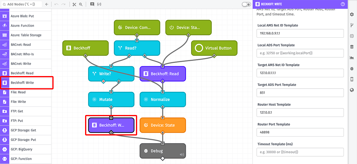Beckhoff Write Node Beckhoff Write Node