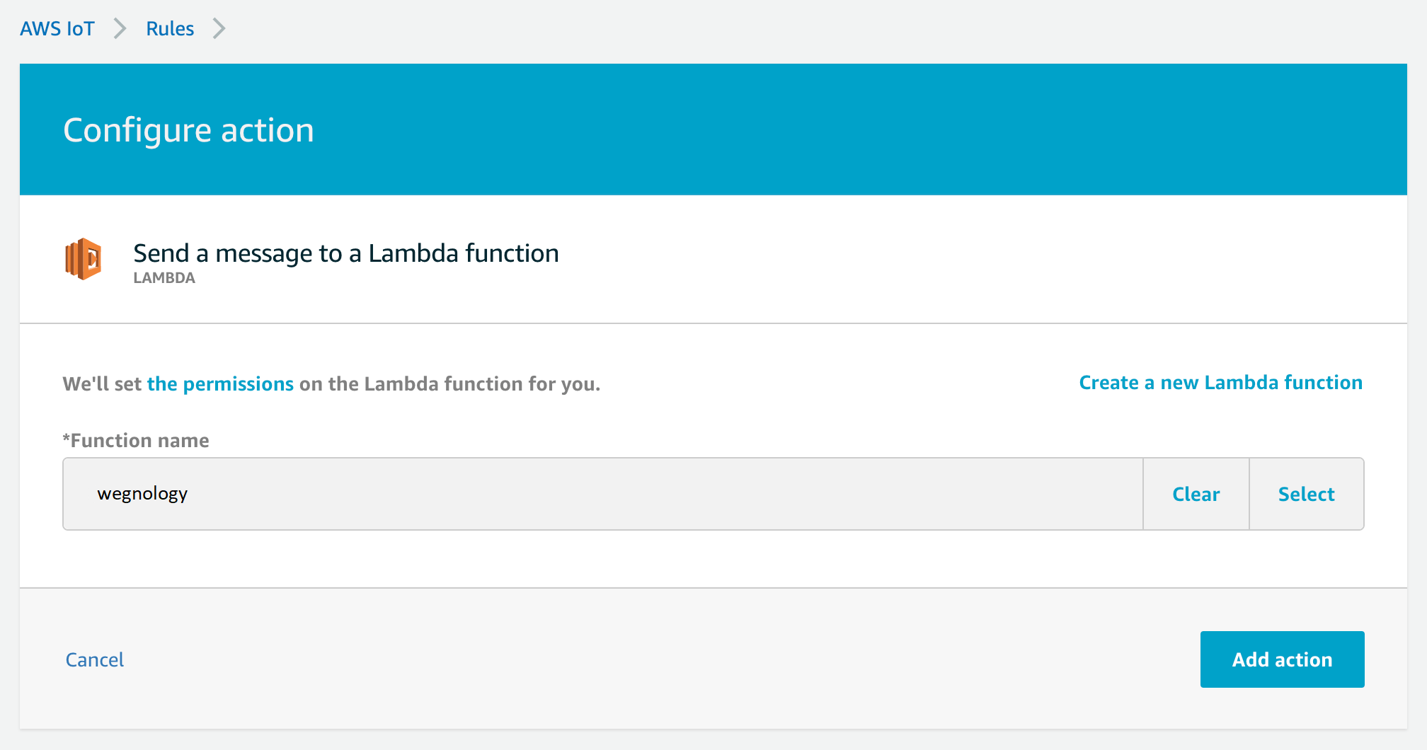 Configure Lambda AWS IOT Rule Configure Lambda AWS IOT Rule