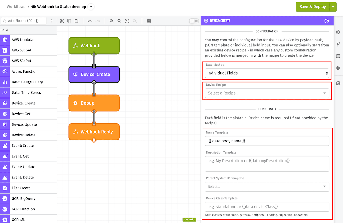 Device: Create Node Configuration