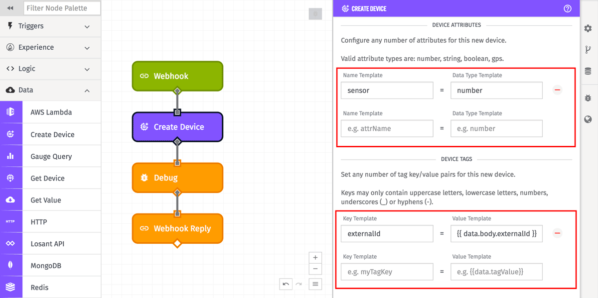 Device: Create Node More Configuration