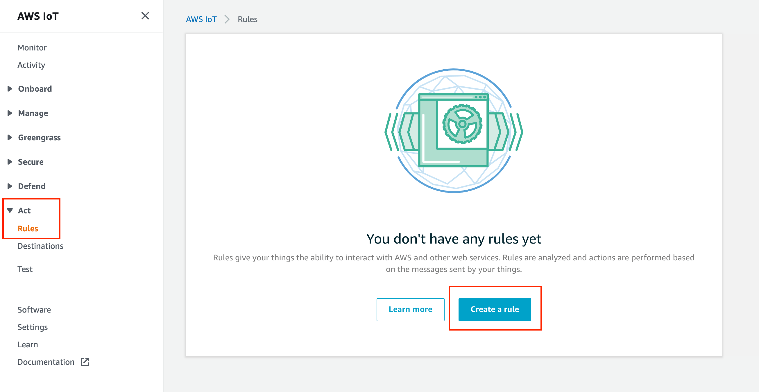 Create a new AWS IoT Rule Create a new AWS IoT Rule