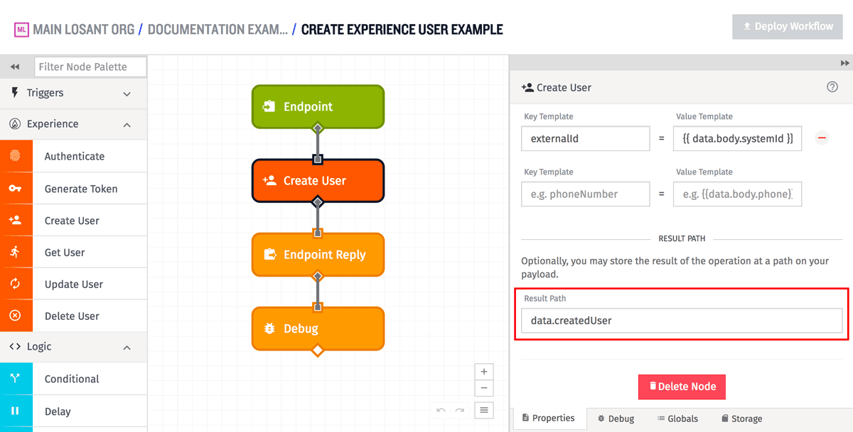User: Create Node Result User: Create Node Result