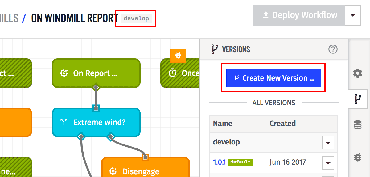 Create Version Button Create Version Button