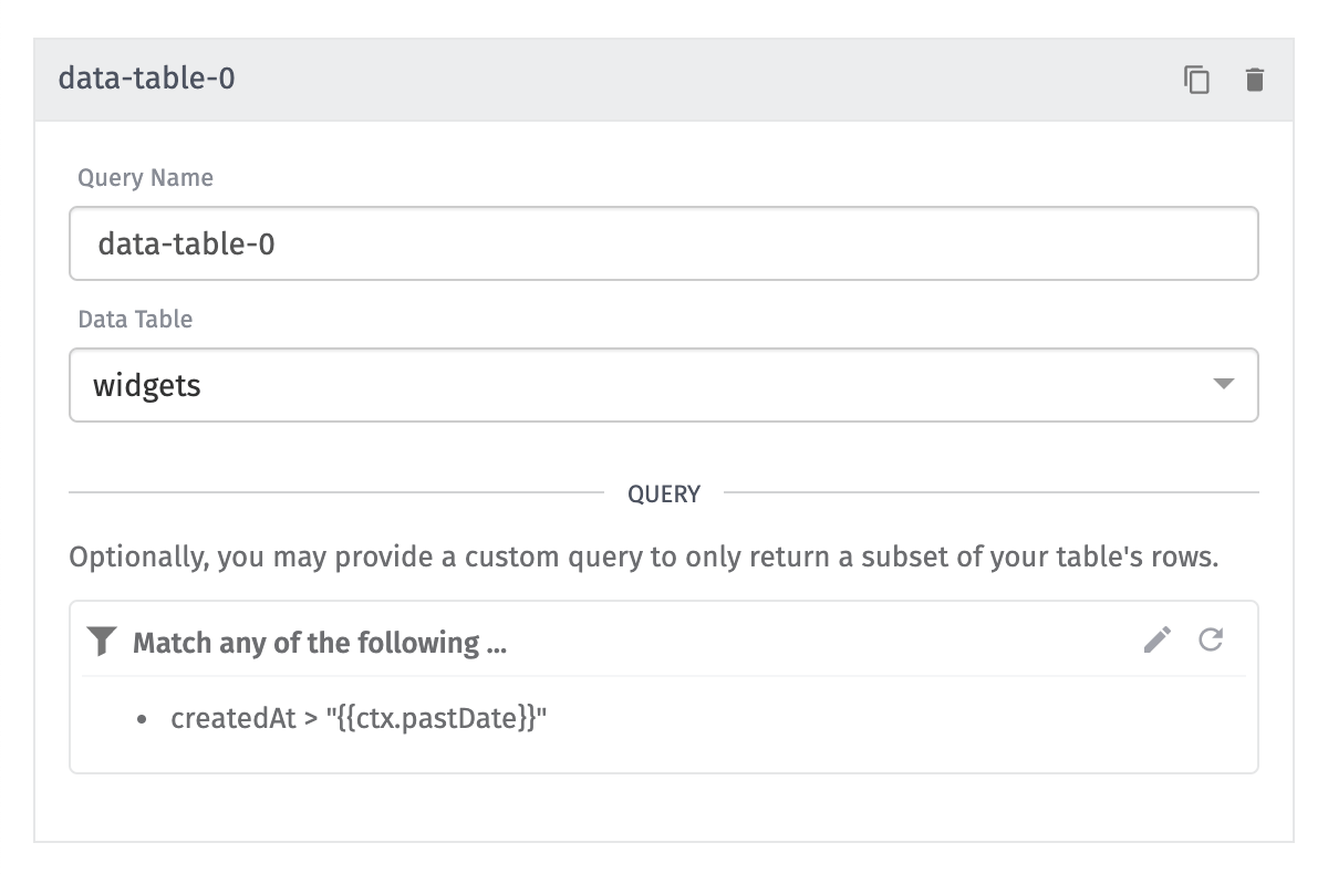 Data Table Query Data Table Query