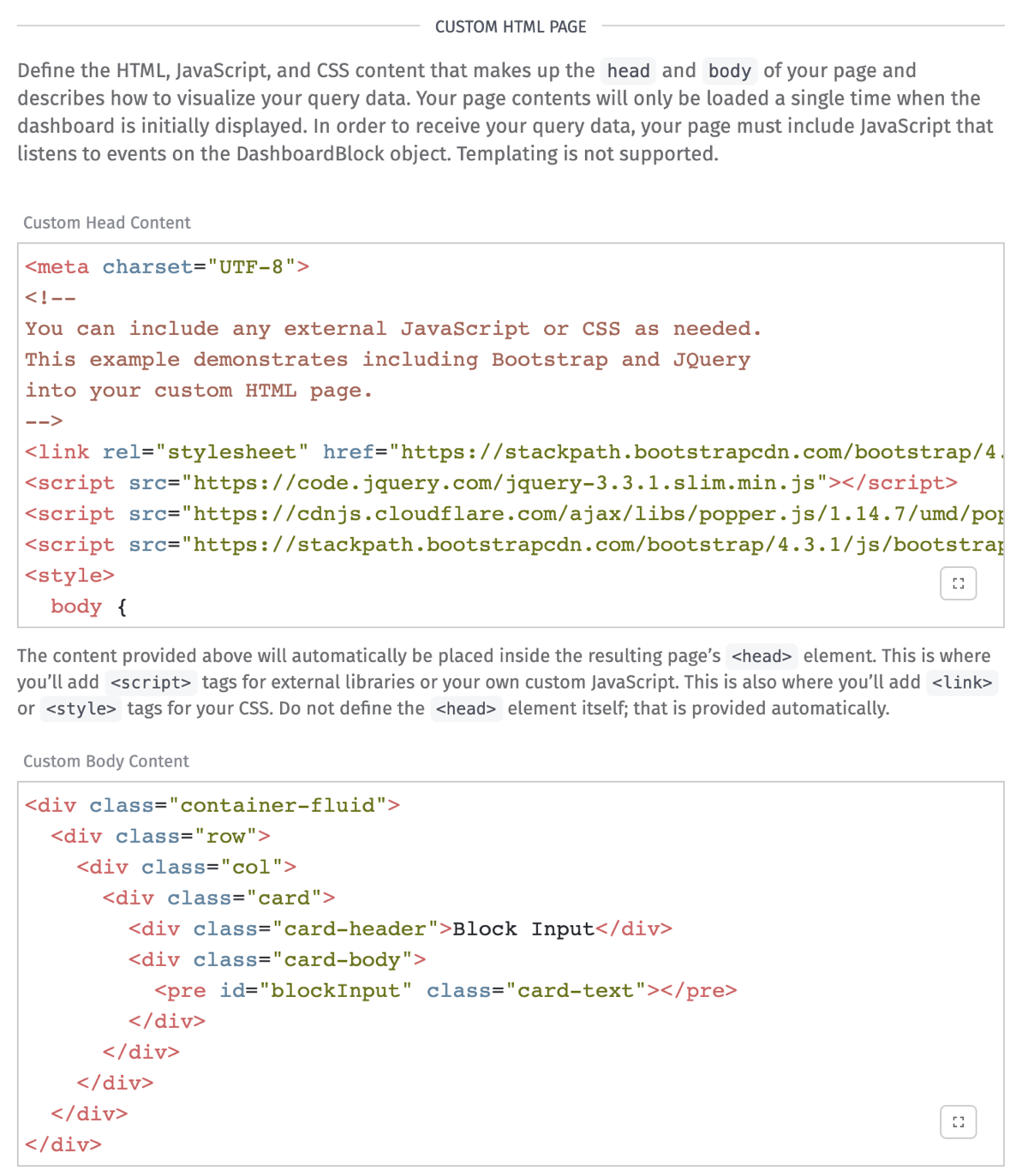 HTML Configuration HTML Configuration