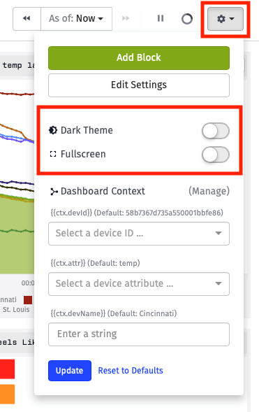 Dashboard Display Options Dashboard Display Options