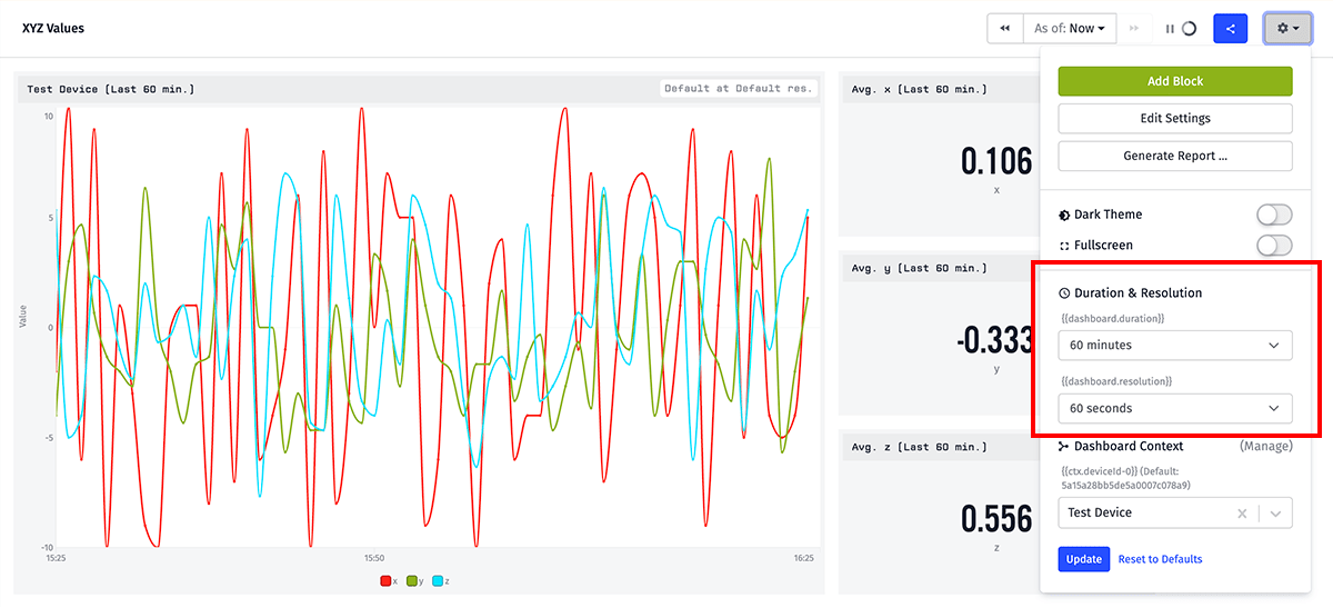 Dashboard Set Temporary Duration and Resolution Dashboard Set Temporary Duration and Resolution
