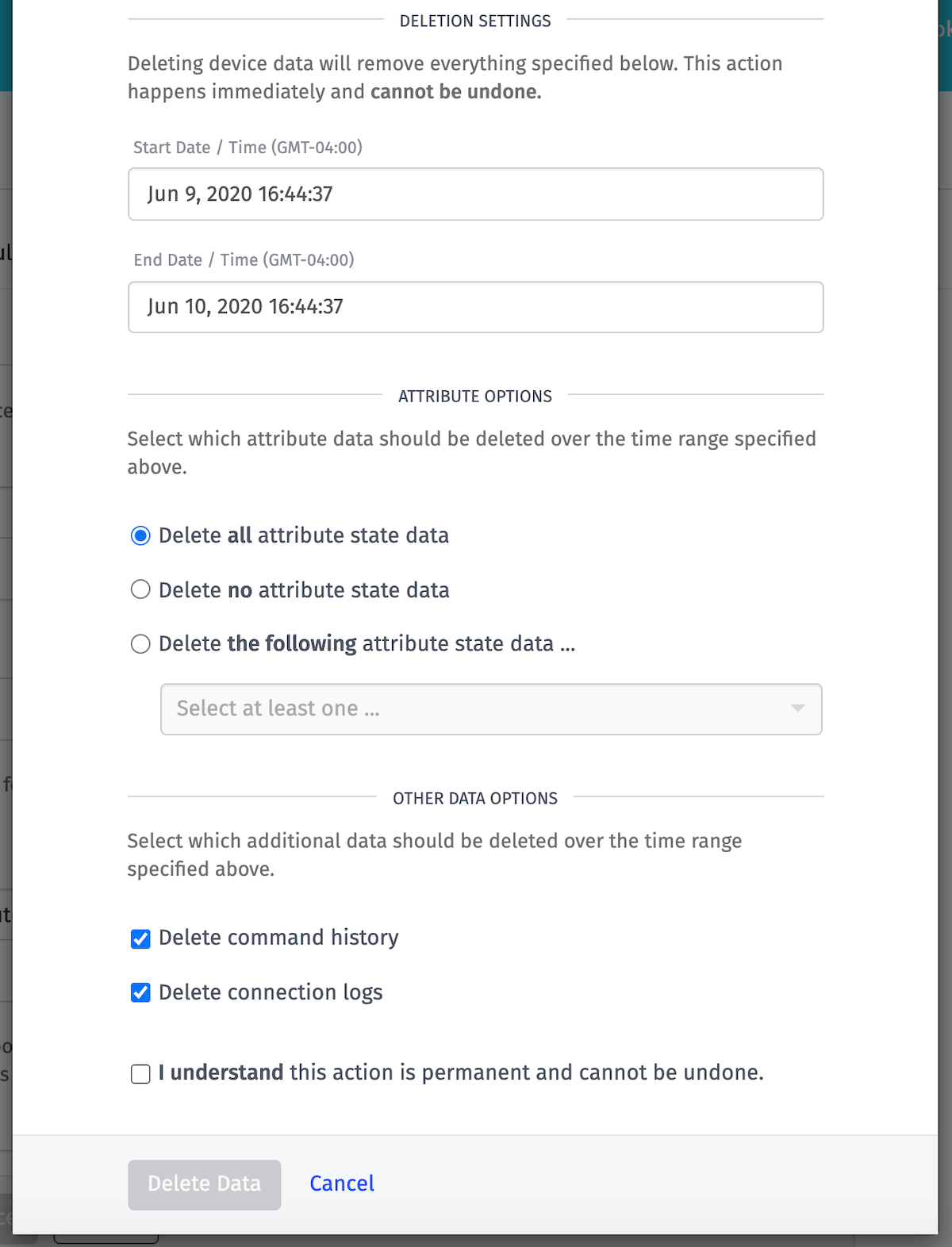 Delete Device Data Delete Device Data