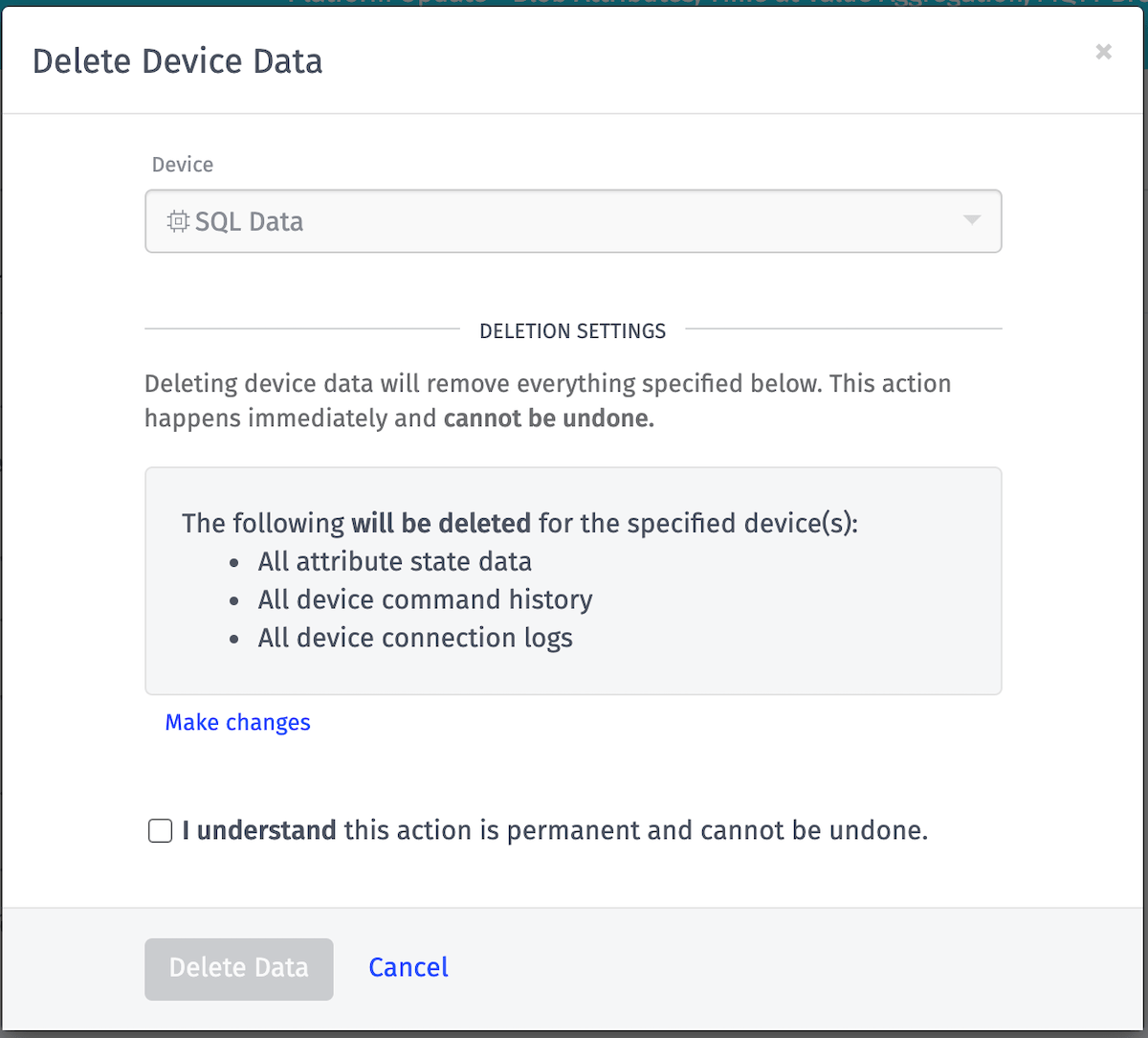 Delete Device Data Delete Device Data