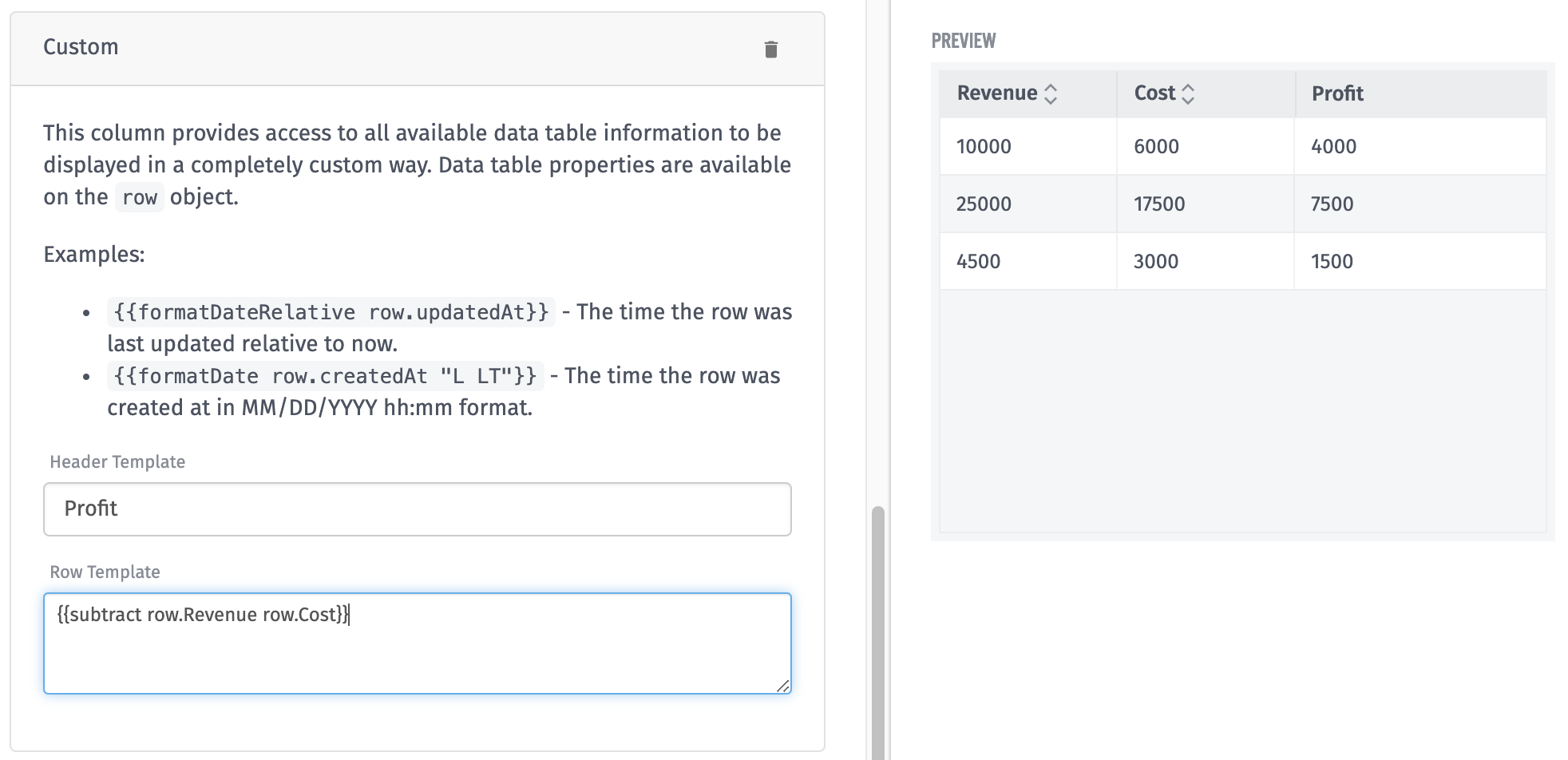Data Table Custom Column Data Table Custom Column