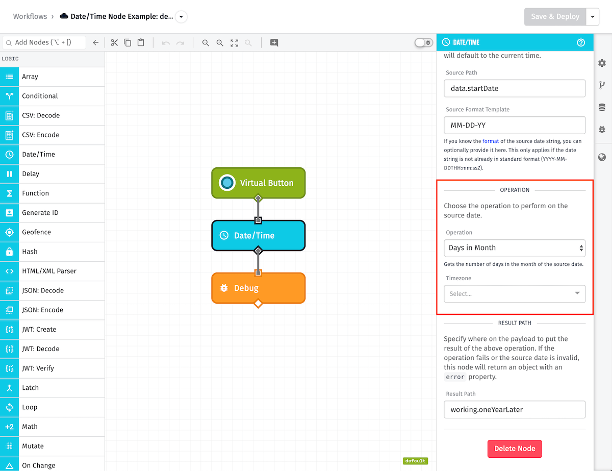 Date/Time Node Operation Date/Time Node Operation