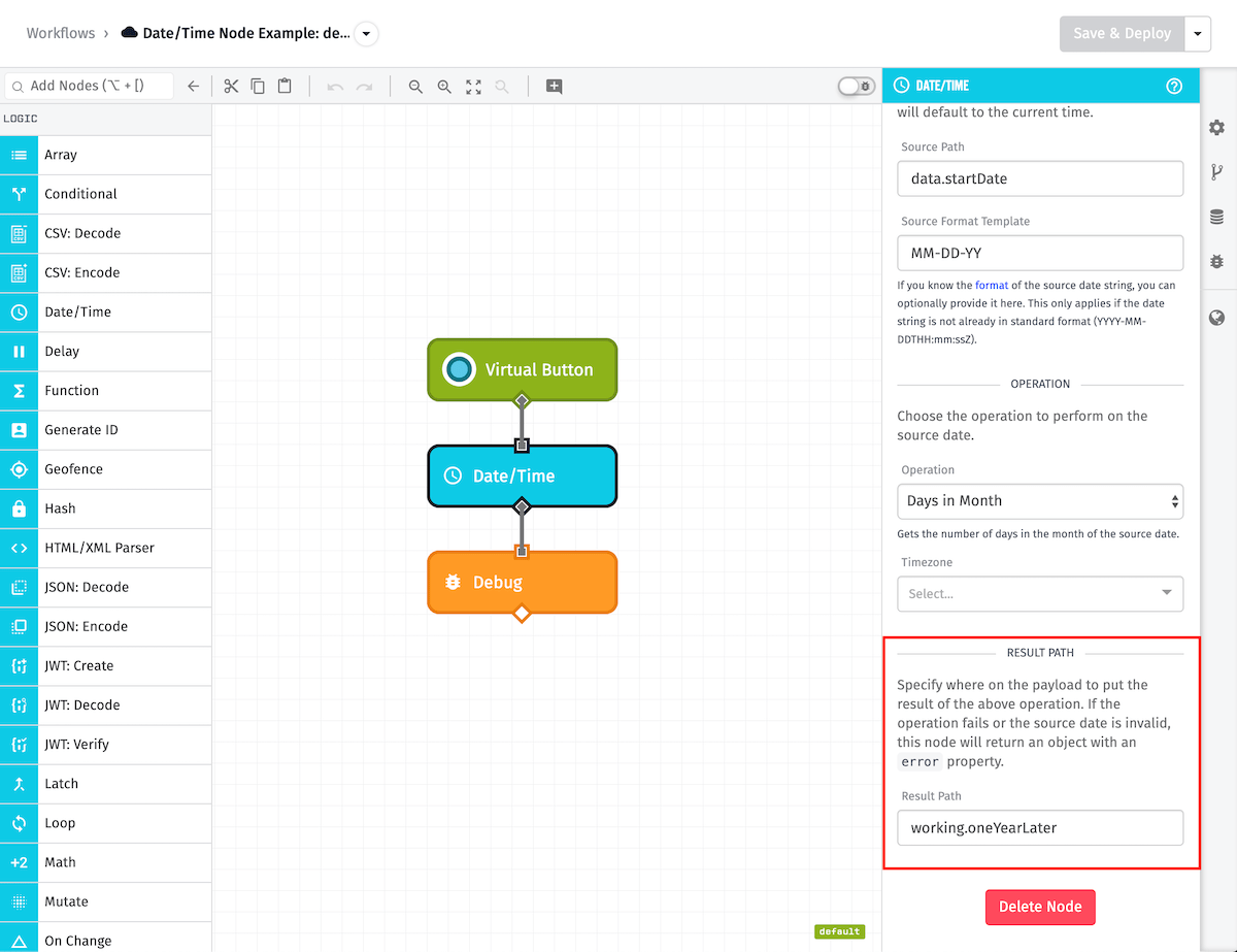 Date/Time Node Result Path Date/Time Node Result Path