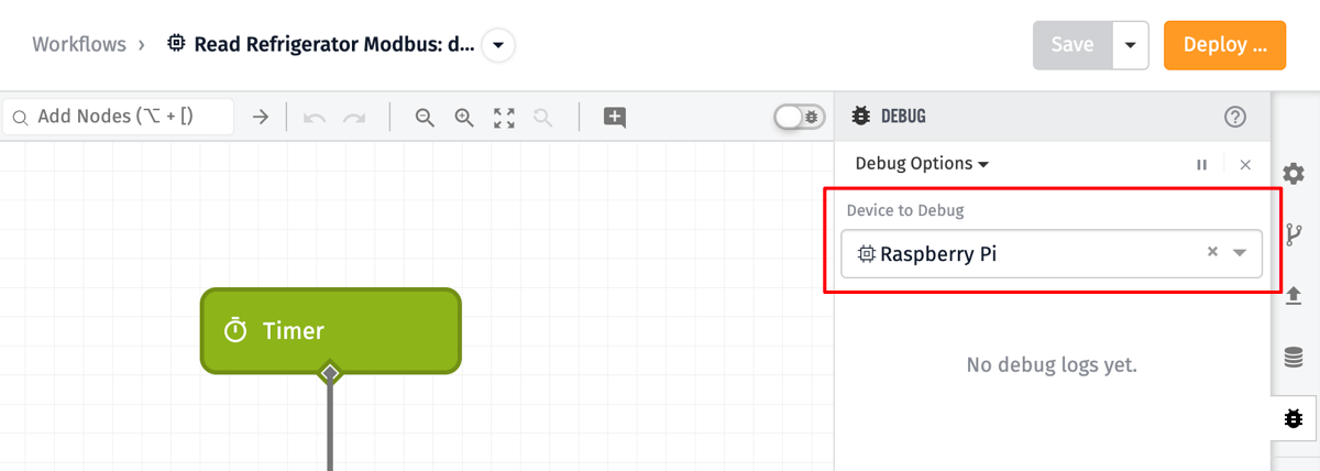 Debug Node Choose Device Debug Node Choose Device