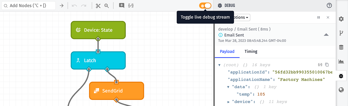 Debug Node Live Stream Debug Node Live Stream