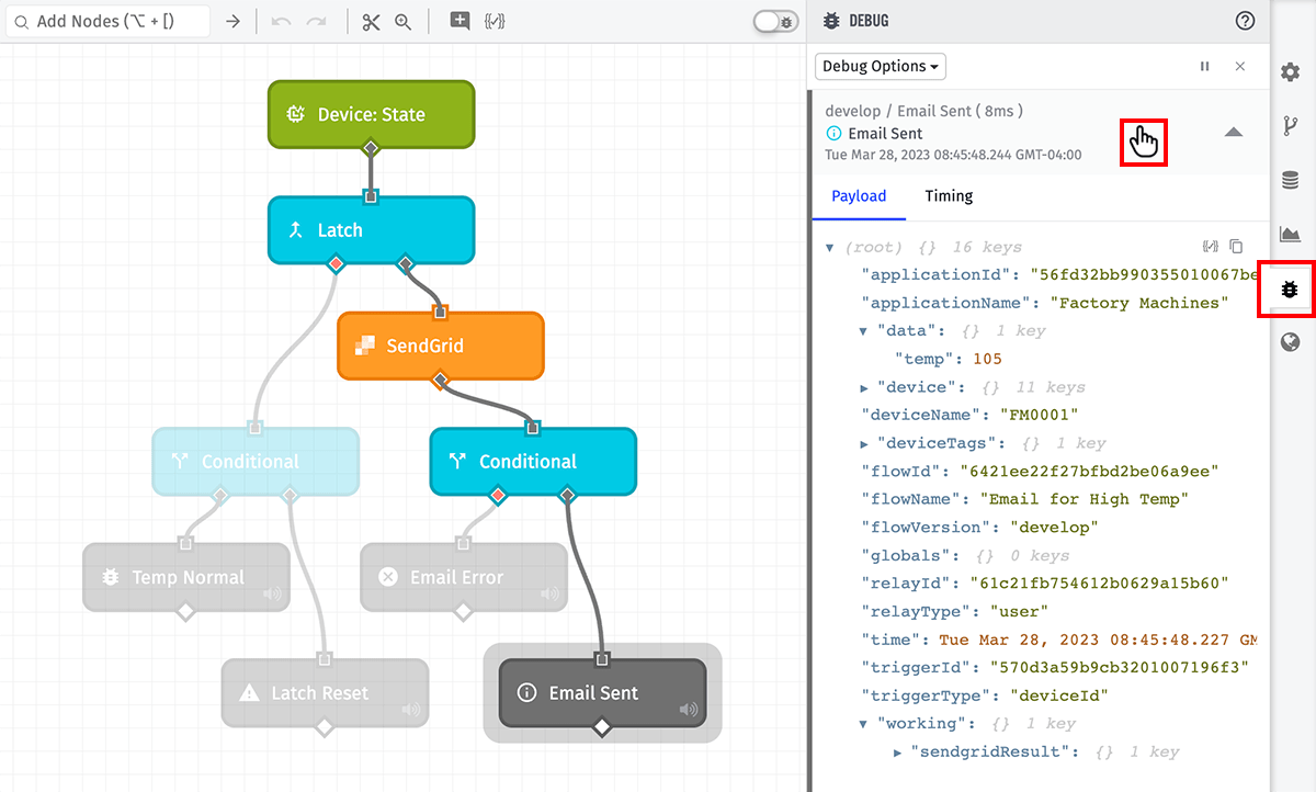 Debug Node Output Debug Node Output