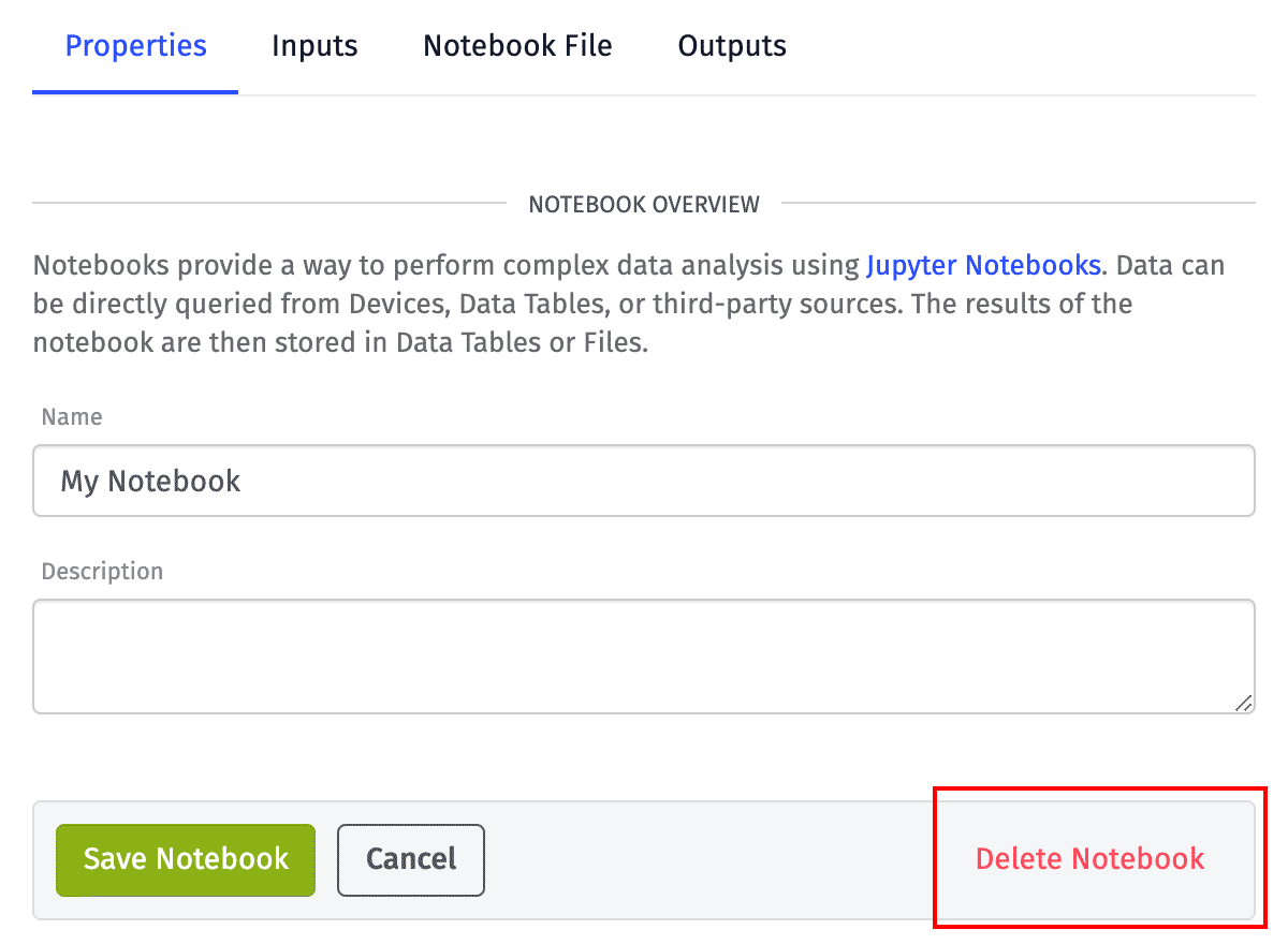 Delete Notebook Delete Notebook