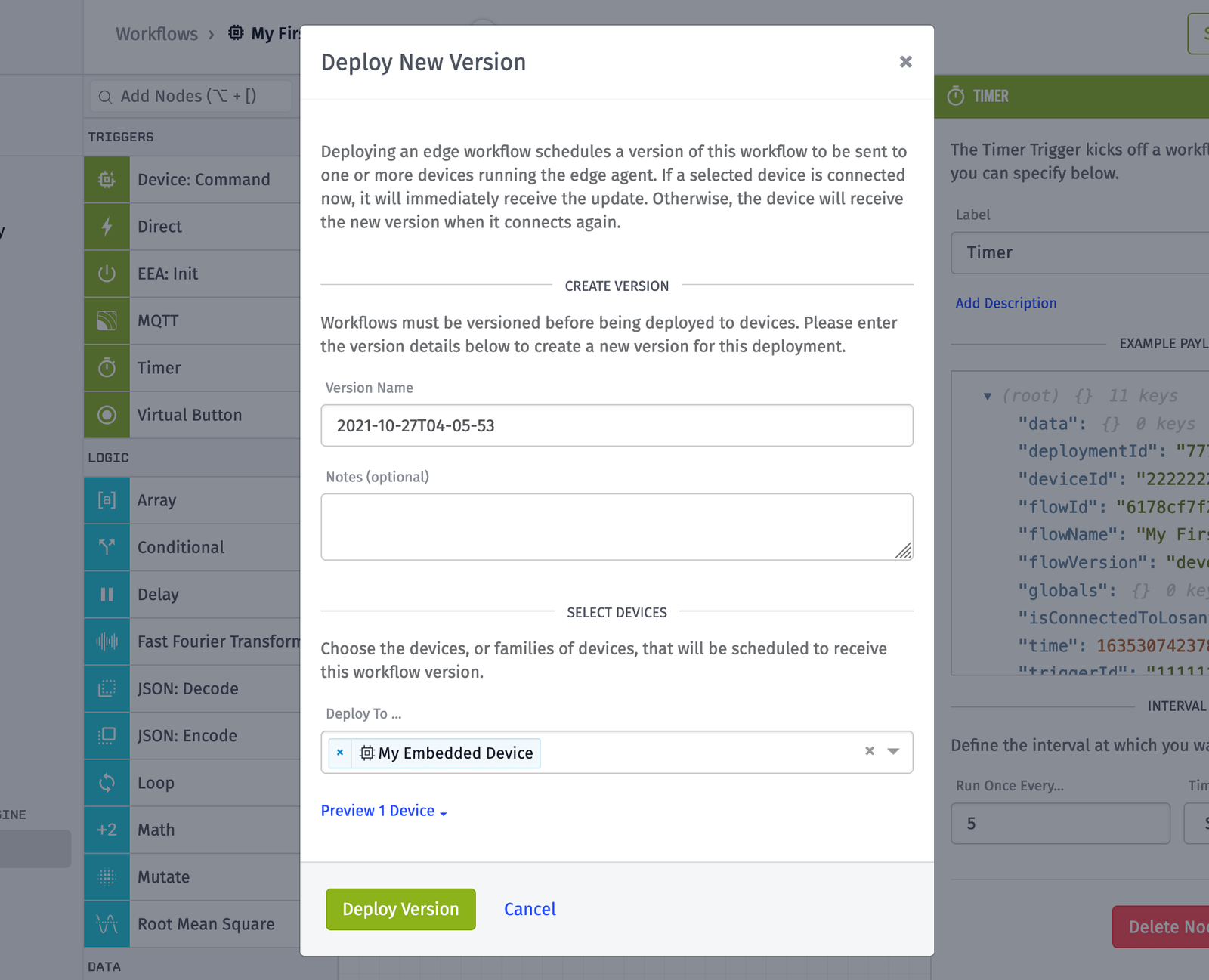 Deploy first embedded workflow