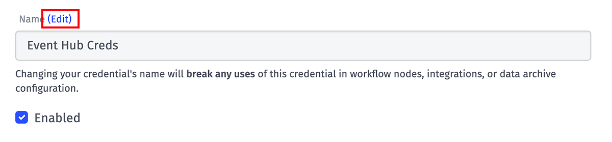Edit Credential Name Edit Credential Name