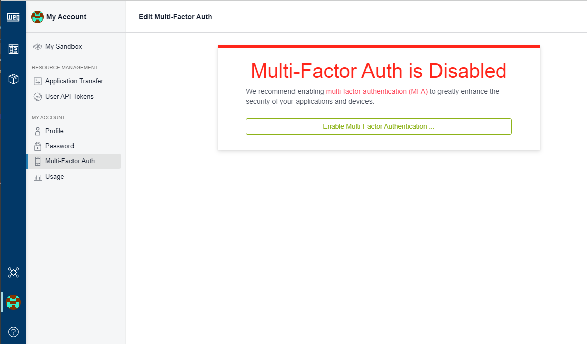 Enable Multi-Factor Auth Enable Multi-Factor Auth