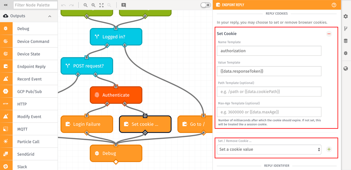 Endpoint Reply Node Cookie Config Endpoint Reply Node Cookie Config