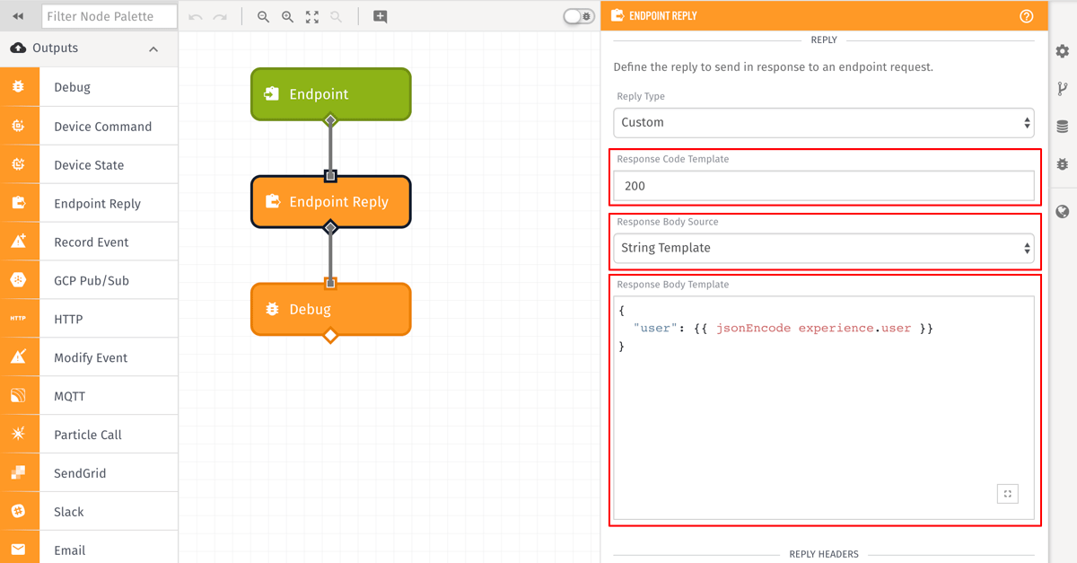 Endpoint Reply Node Custom Config Endpoint Reply Node Custom Config