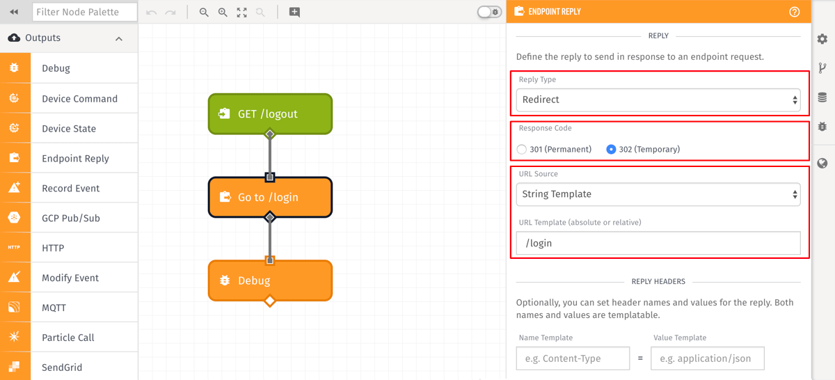 Endpoint Reply Node Redirect Config Endpoint Reply Node Redirect Config