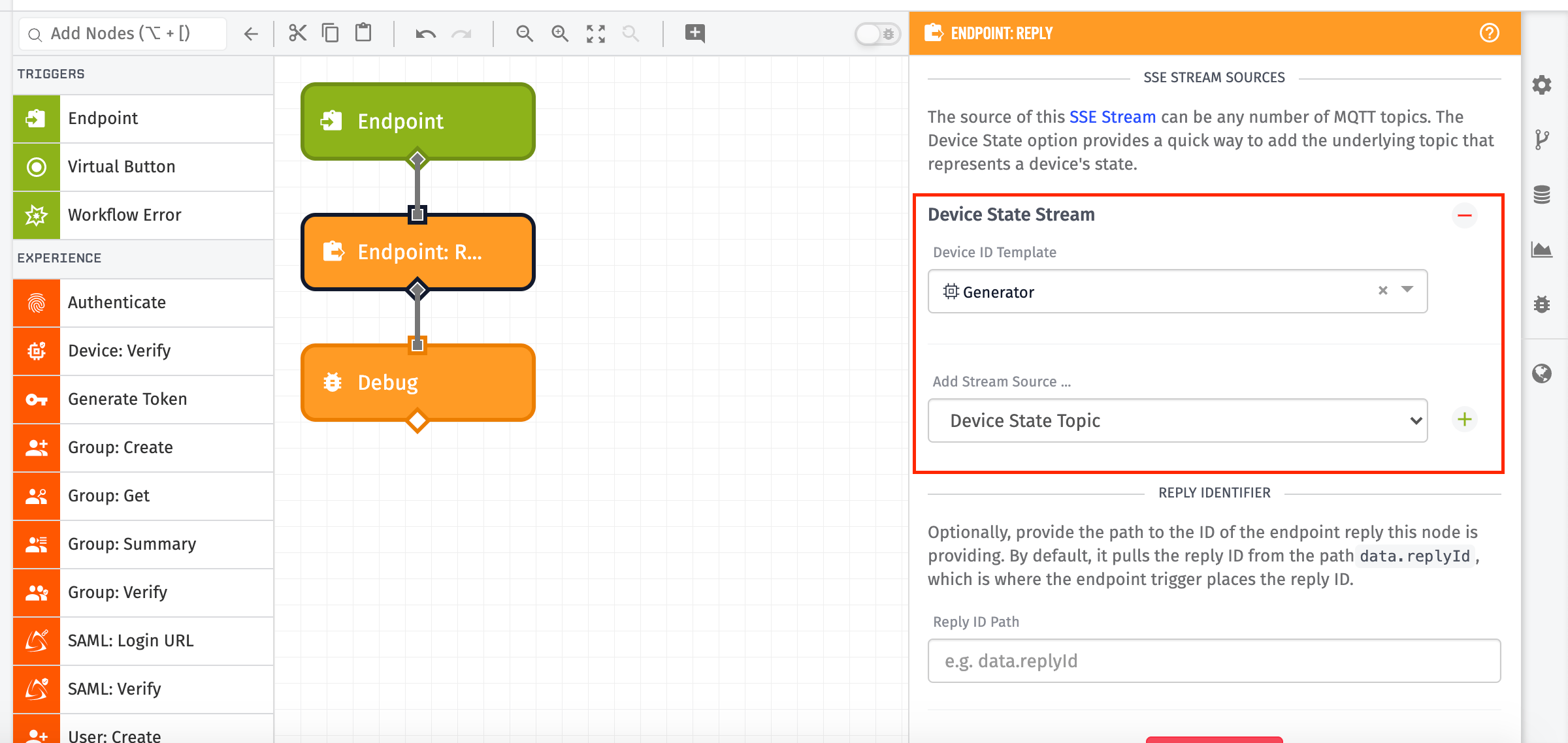 Endpoint Reply Node SSE Stream Config Endpoint Reply Node SSE Stream Config