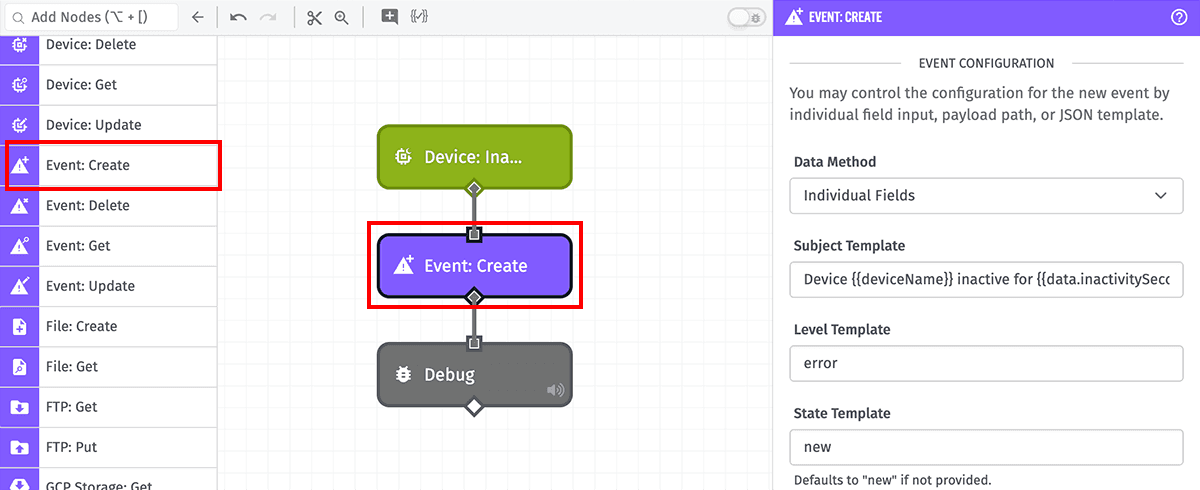 Event: Create Node Event: Create Node