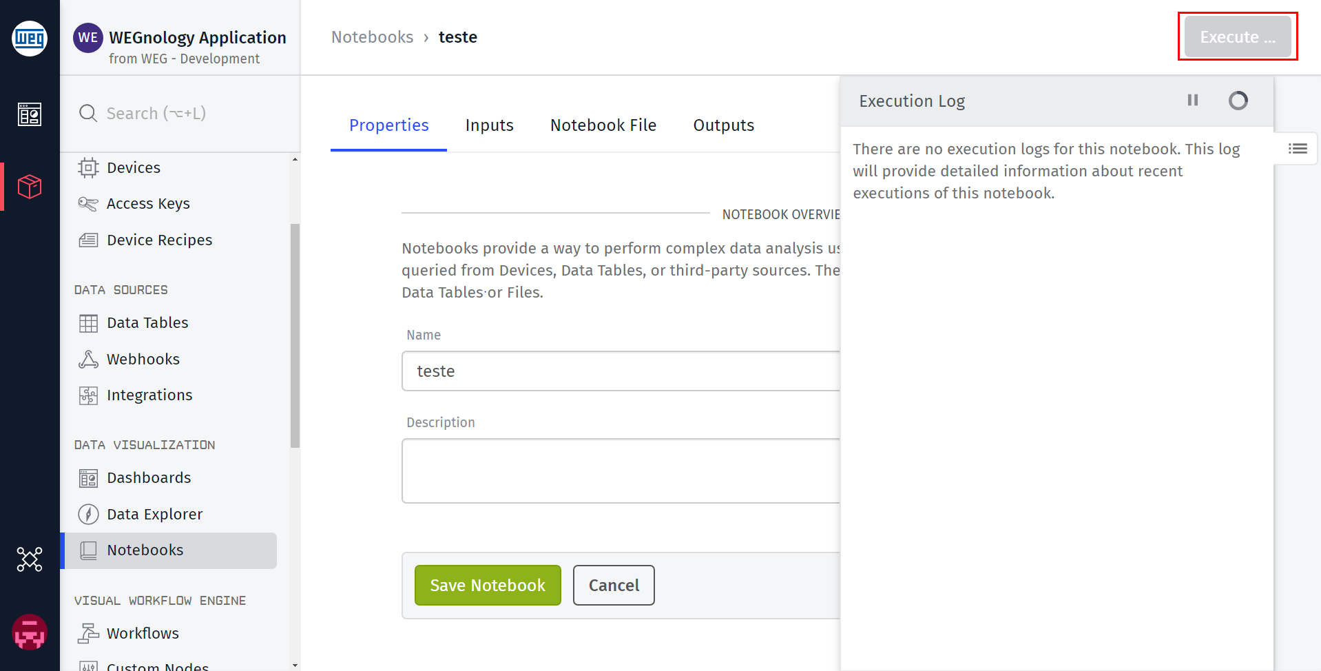 Execute Notebook Button Execute Notebook Button