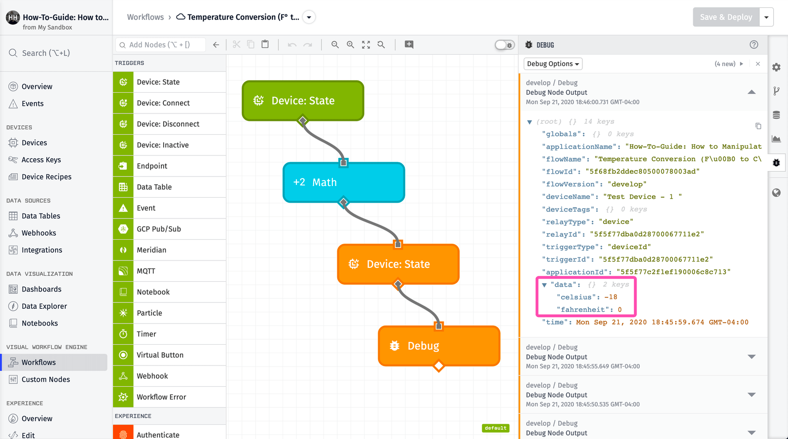 WEGnology Workflow Debug Panel