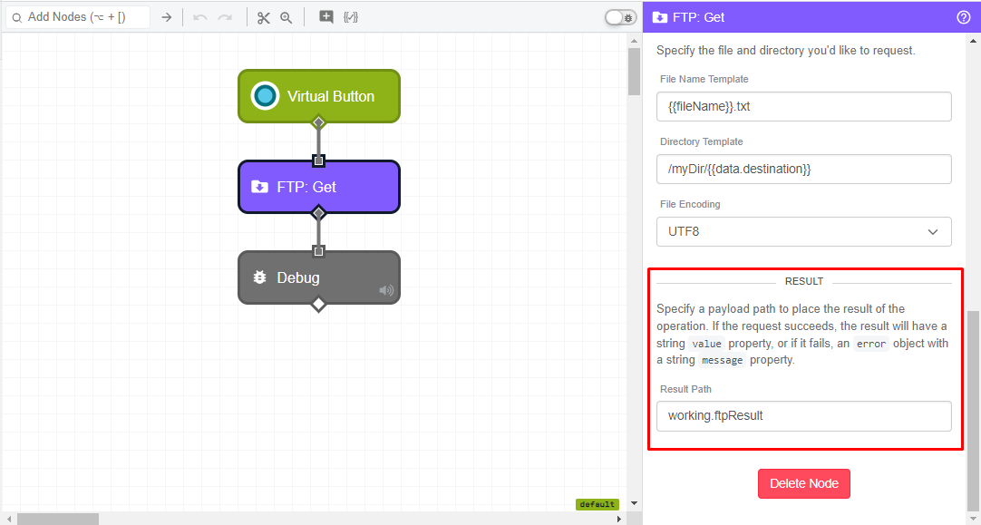 FTP: Get Node Output FTP: Get Node Output