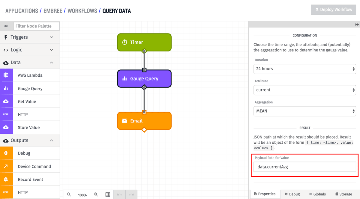 Gauge Query Node Result