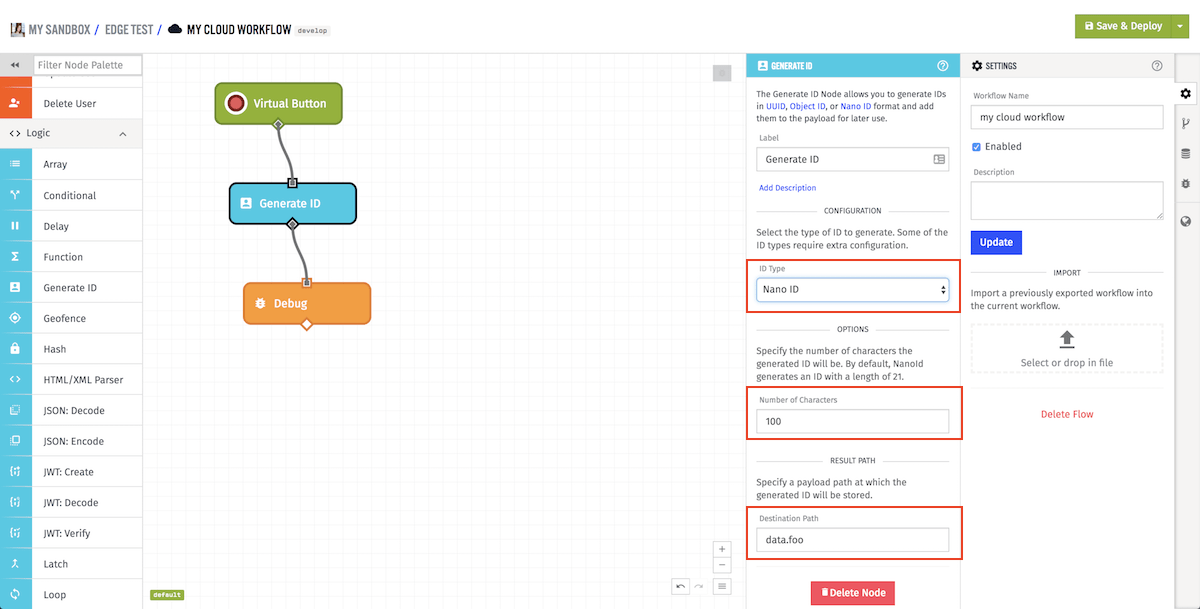 Generate ID Node Configuration Generate ID Node Configuration