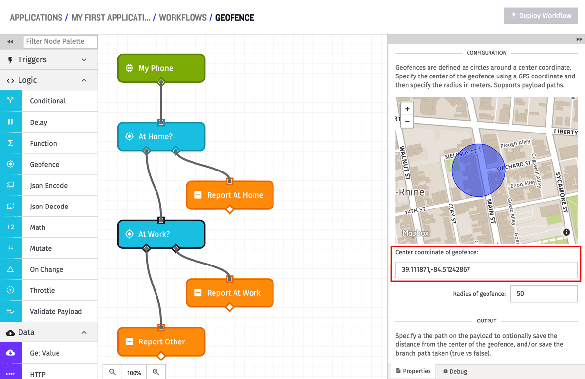 Geofence Node Center Config