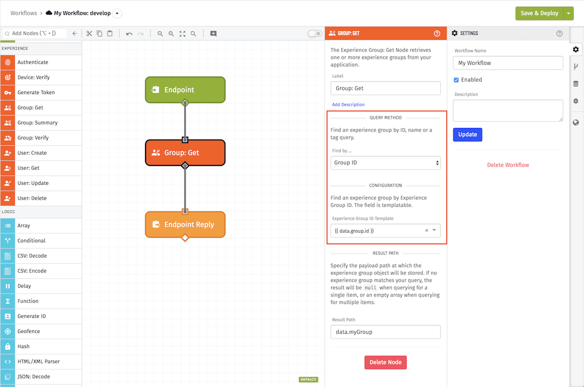 Get Experience Group Node Configuration Get Experience Group Node Configuration