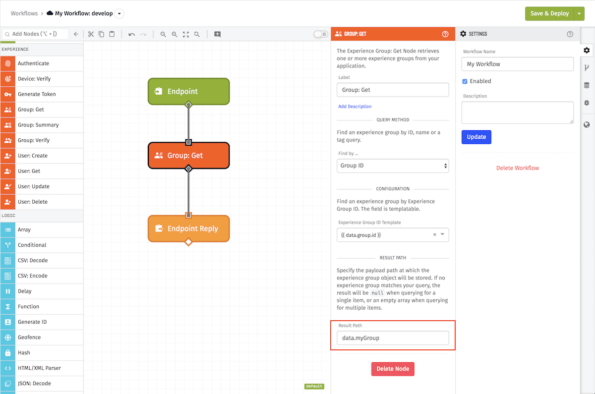 Get Experience Group Node Result Get Experience Group Node Result