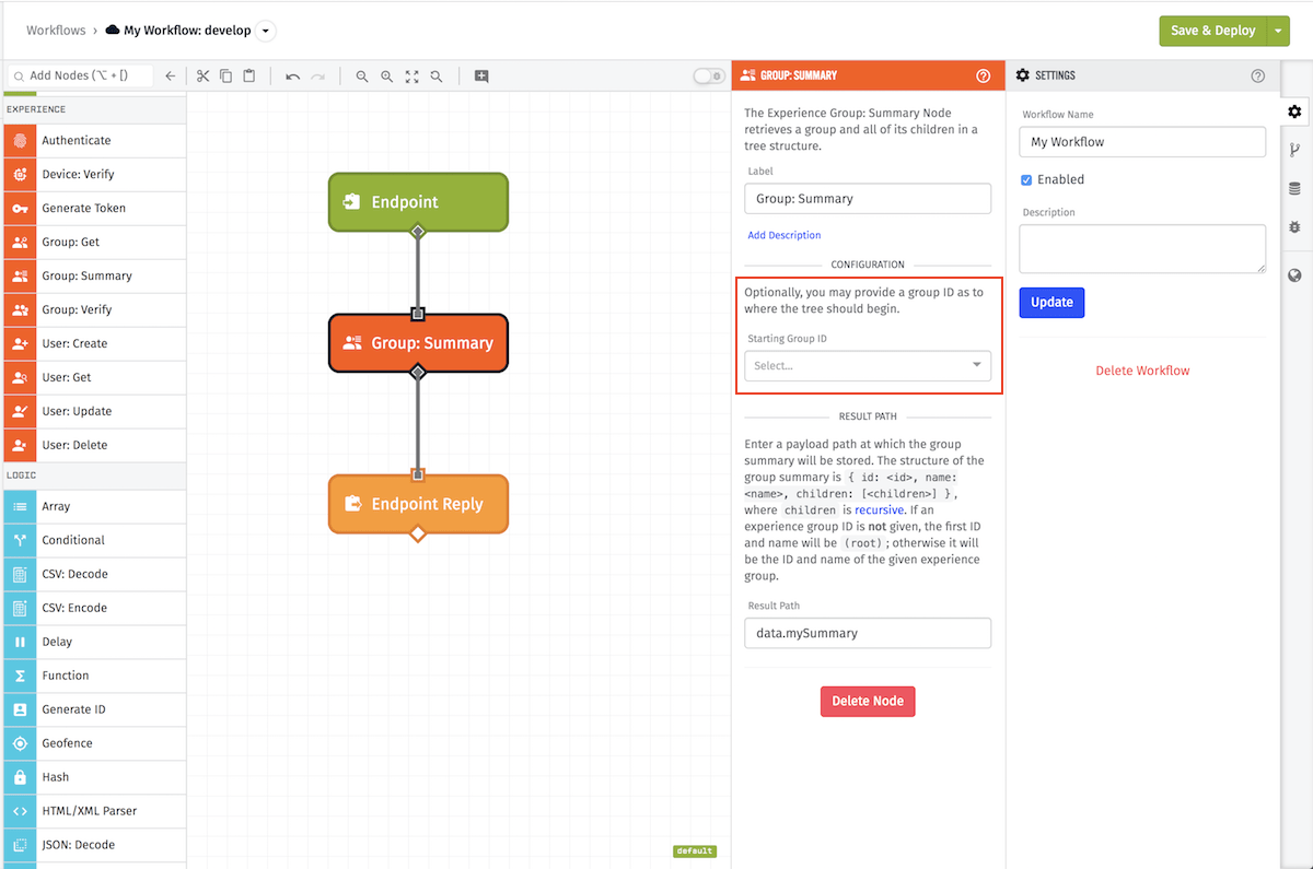 Get Experience Group Node Configuration Get Experience Group Node Configuration