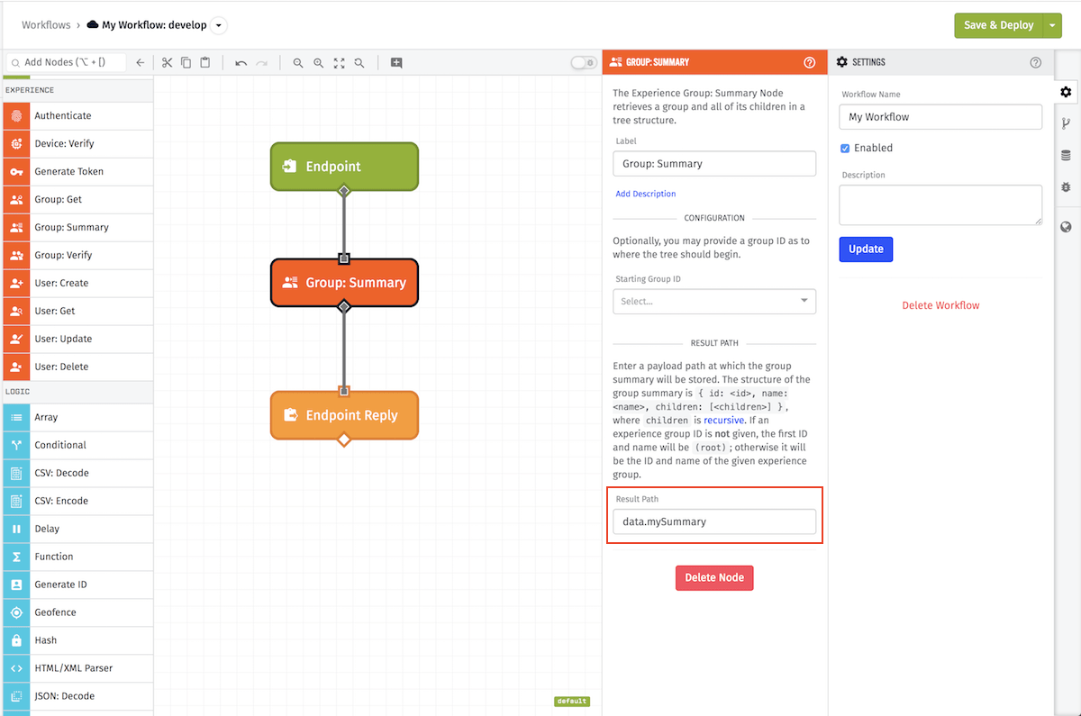 Get Experience Group Node Result Get Experience Group Node Result
