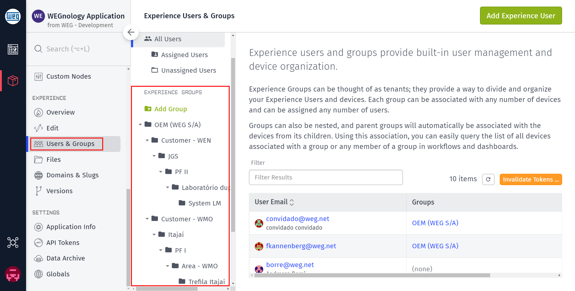 Experience Groups Experience Groups