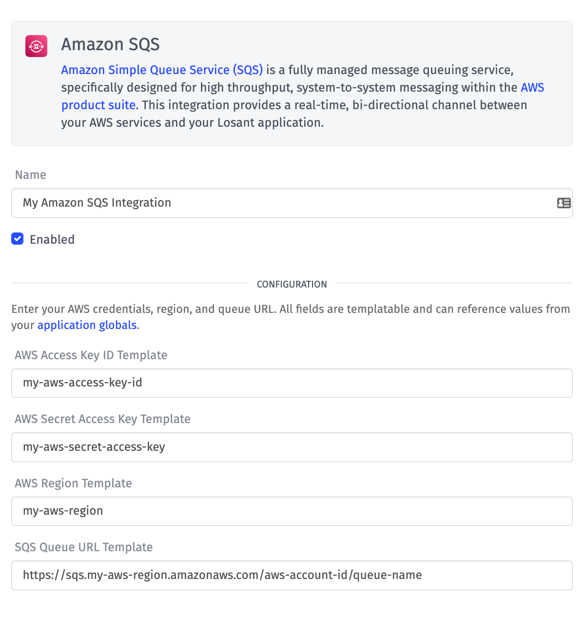 Integration Amazon SQS Config Integration Amazon SQS