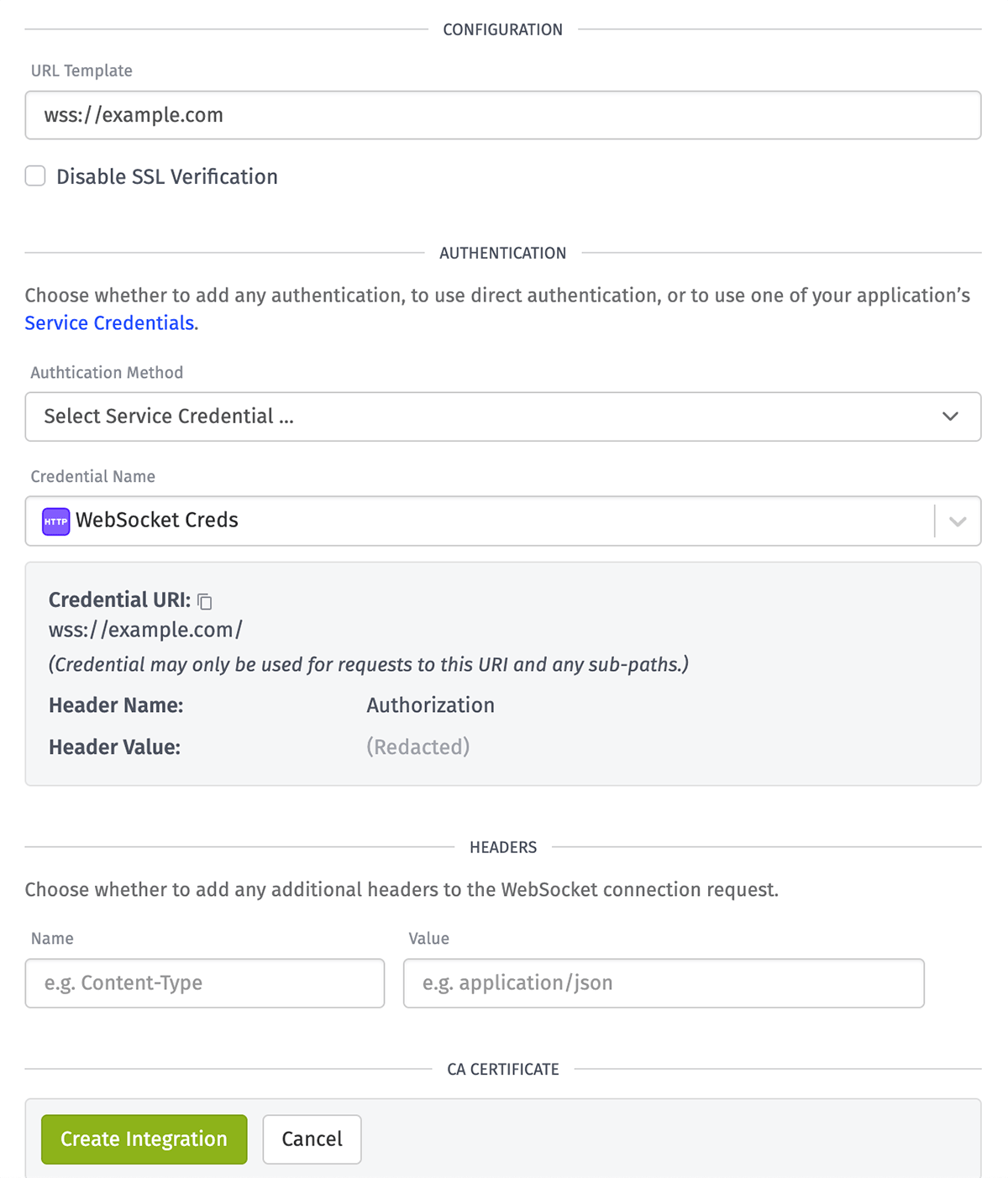 Integration WebSocket Config Integration WebSocket Config