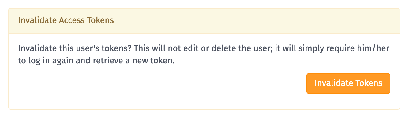 Invalidate User Tokens Invalidate User Tokens