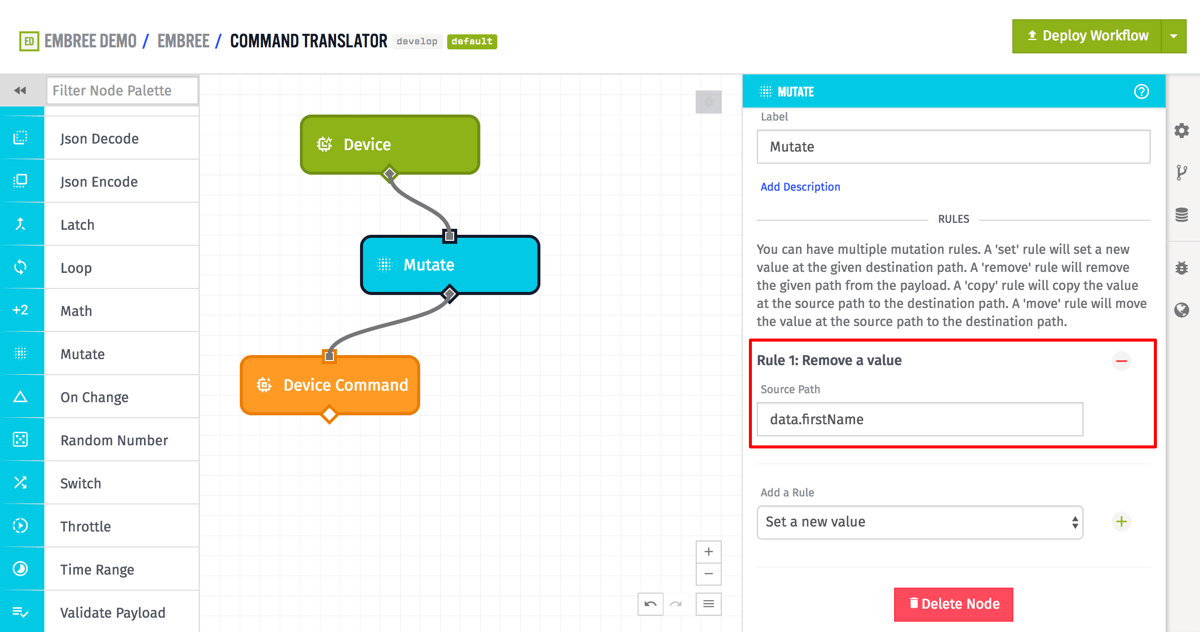 Mutate Node Remove Rule Mutate Node Remove Rule