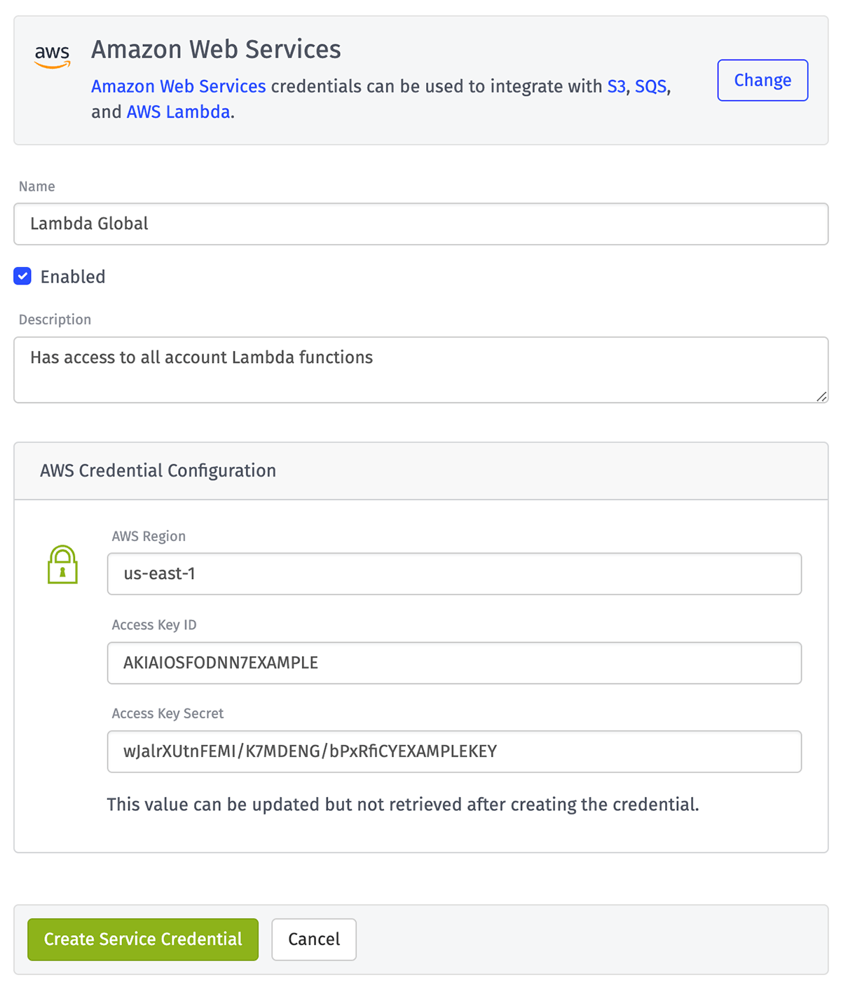 New AWS Credential New AWS Credential